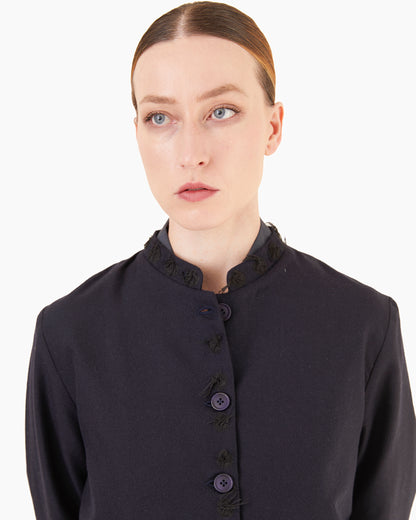 Runaway Bicycle Leo Short Merino Jacket in Midnight Blue