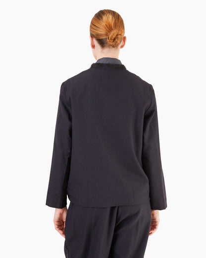 Runaway Bicycle Leo Short Merino Jacket in Midnight Blue
