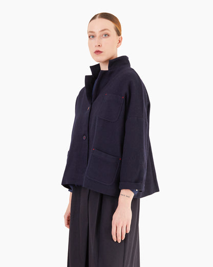Runaway Bicycle Carl Merino Jacket in Dark Ultramarine