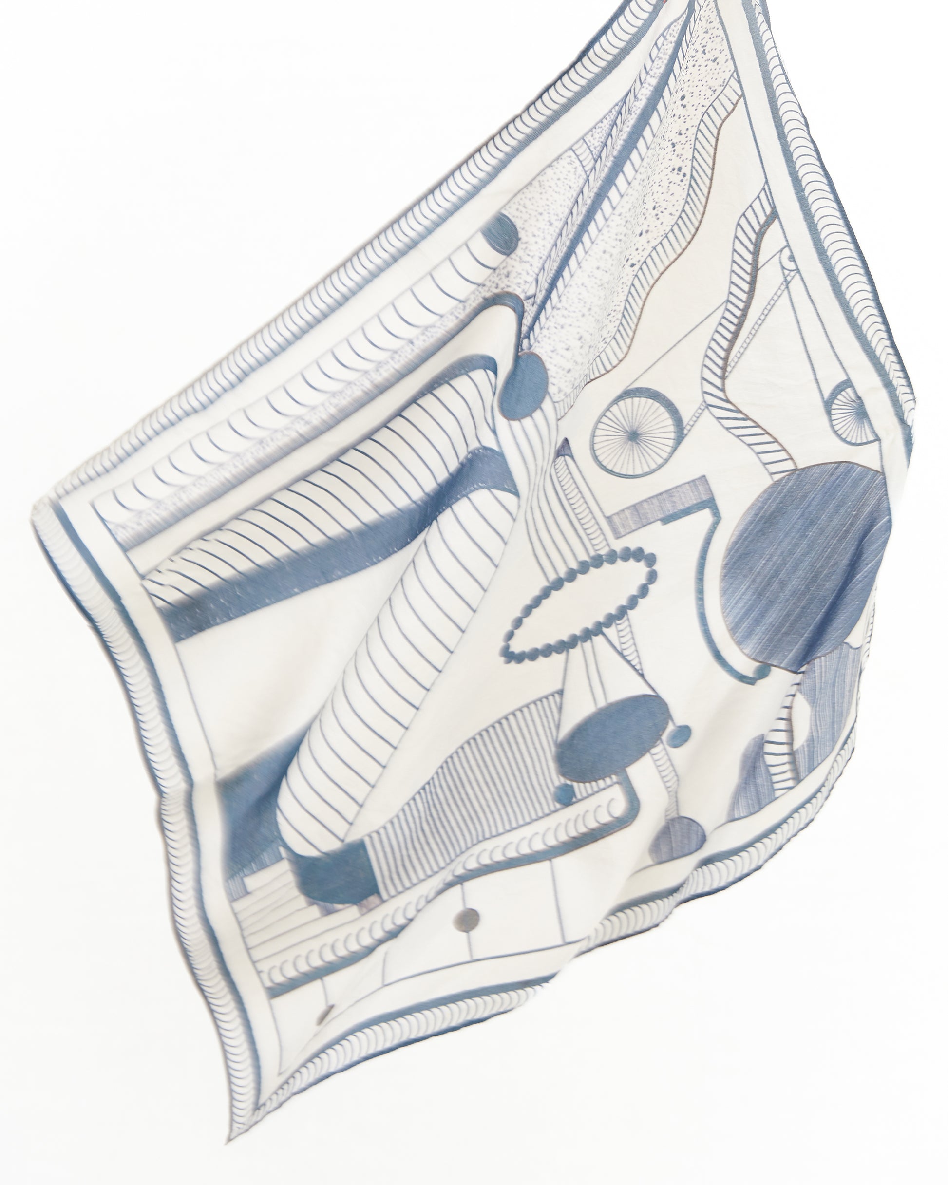 Runaway Bicycle Eddy Printed Silk Scarf