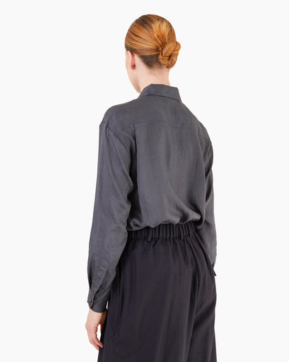 Runaway Bicycle Walter Silk Shirt in Carbon Black