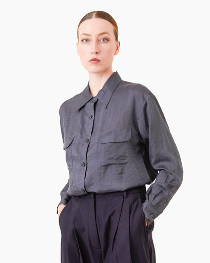 Runaway Bicycle Walter Silk Shirt in Carbon Black