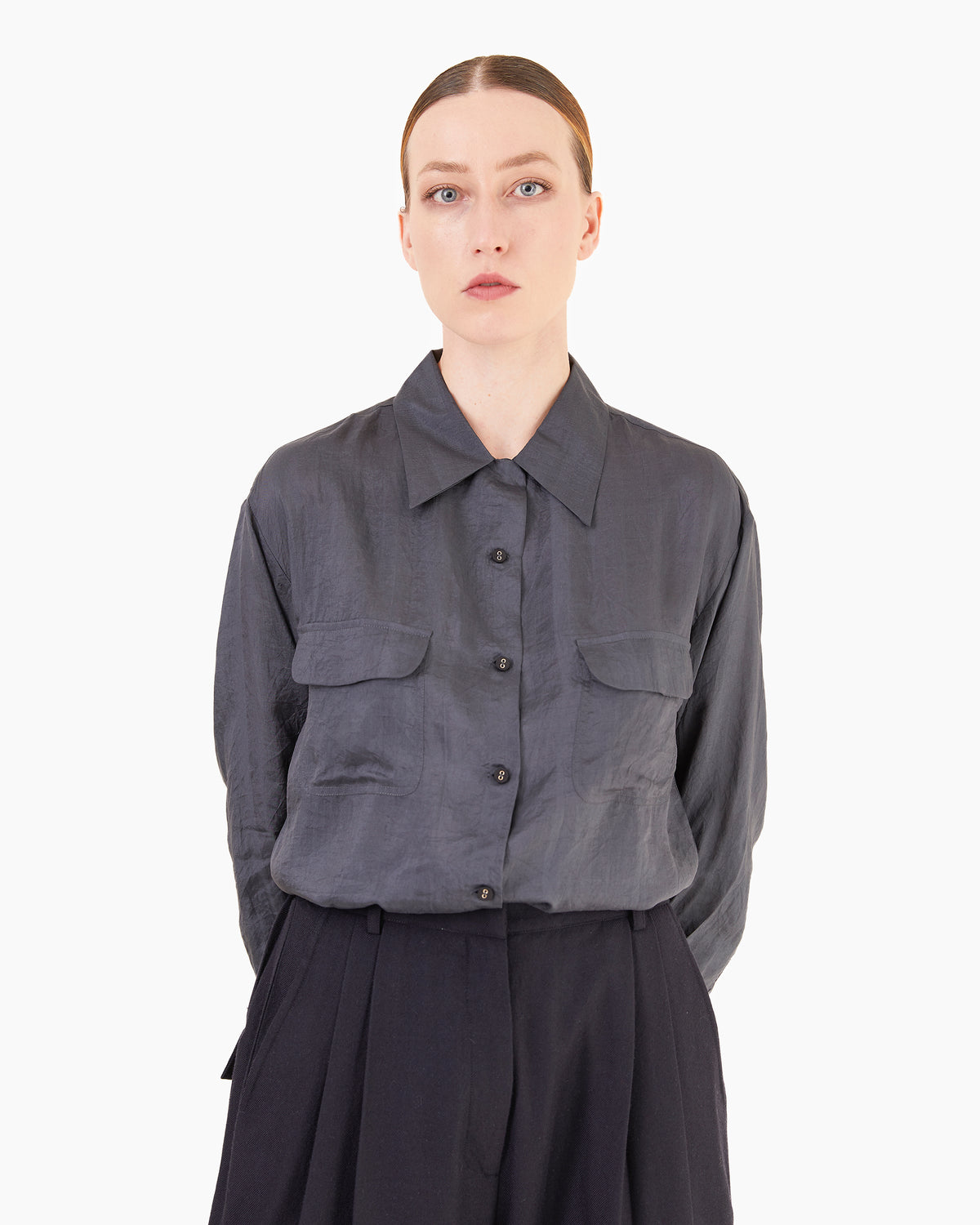 Runaway Bicycle Walter Silk Shirt in Carbon Black
