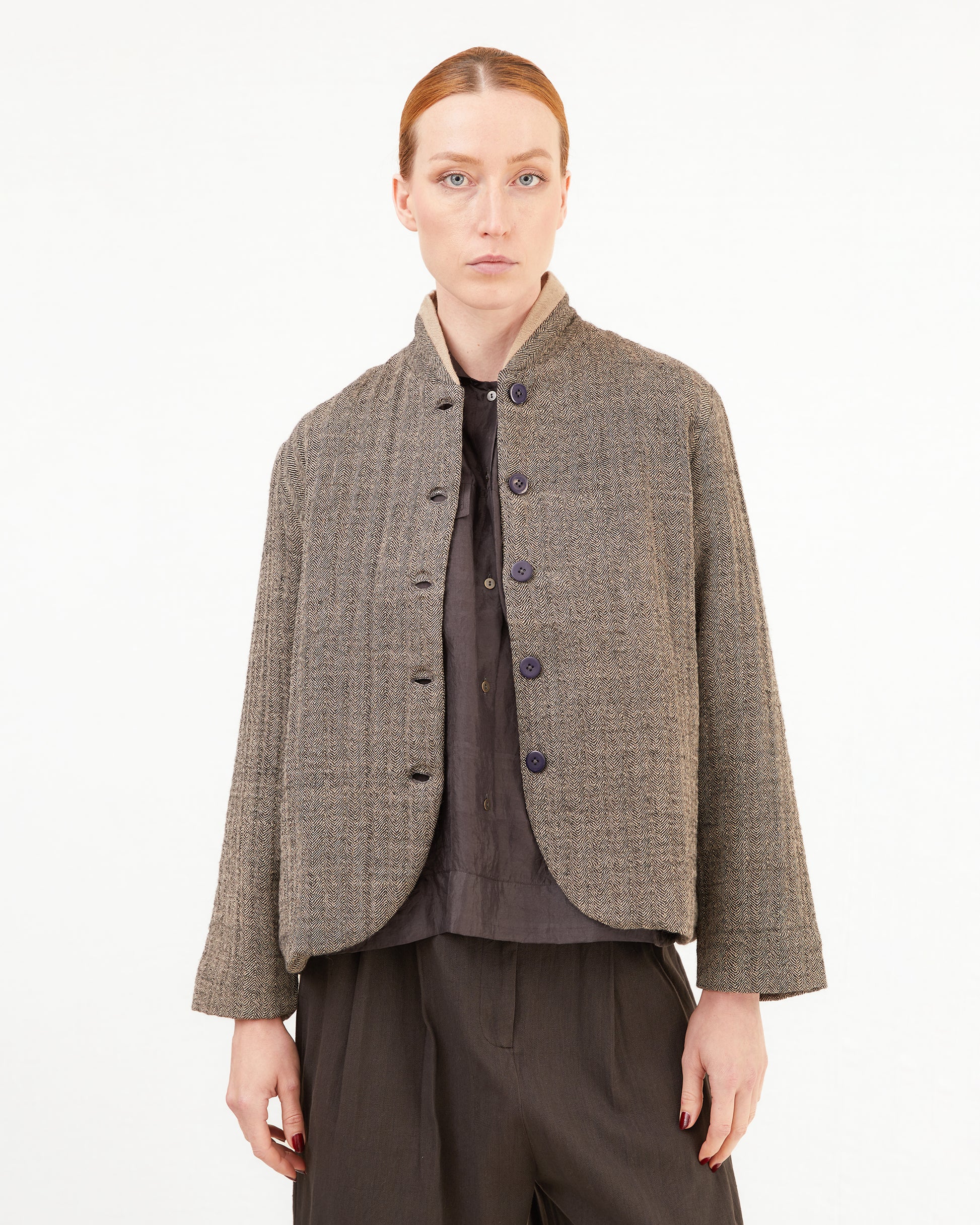Runaway Bicycle Leo Short Jacket in Herringbone