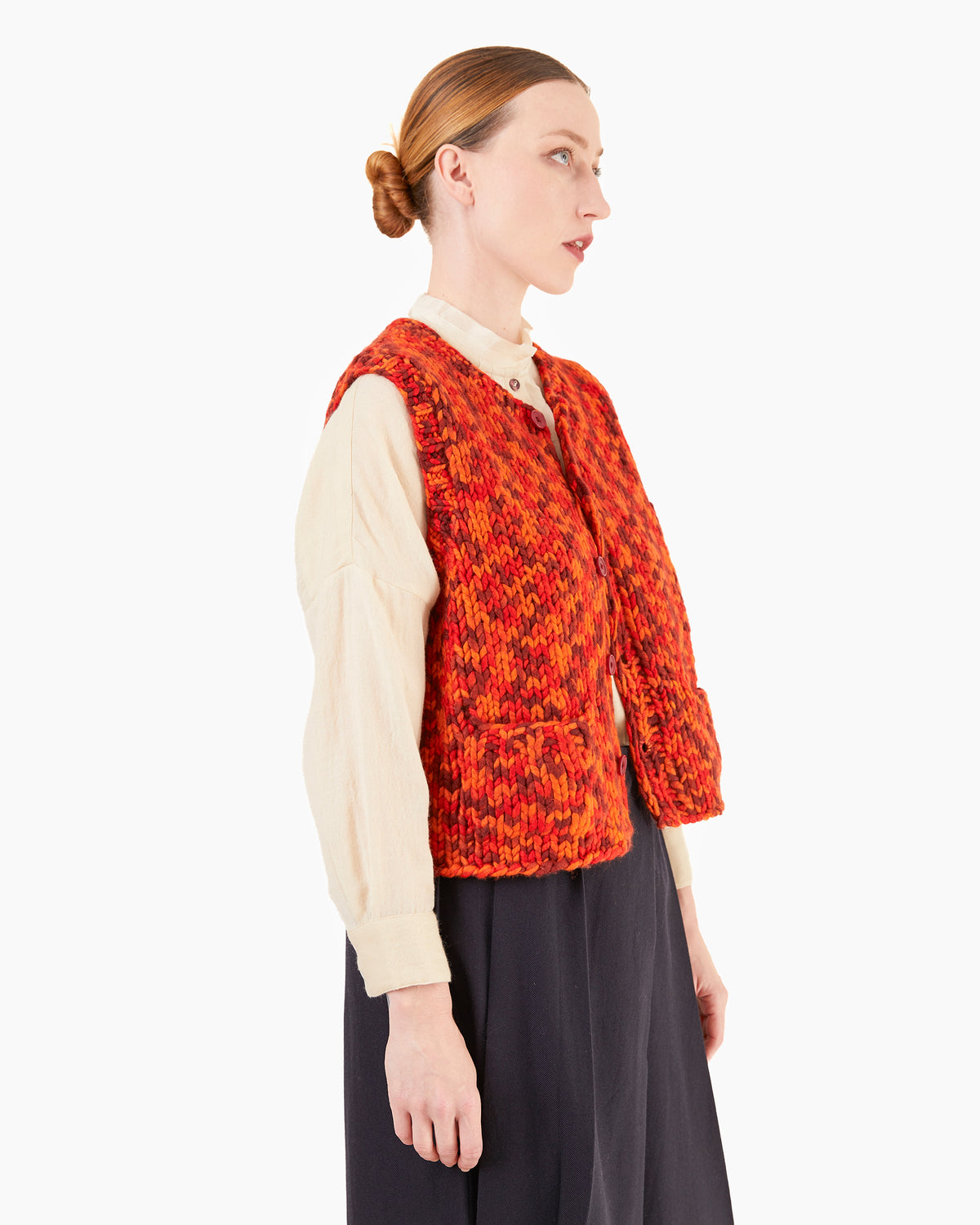 Runaway Bicycle Bobby Chunky Knitted Vest in Red