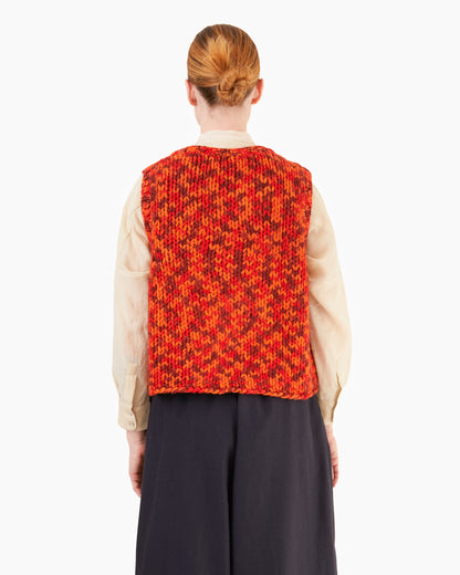 Runaway Bicycle Bobby Chunky Knitted Vest in Red