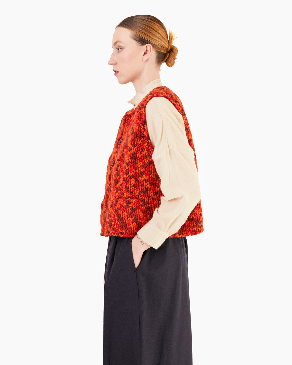 Runaway Bicycle Bobby Chunky Knitted Vest in Red