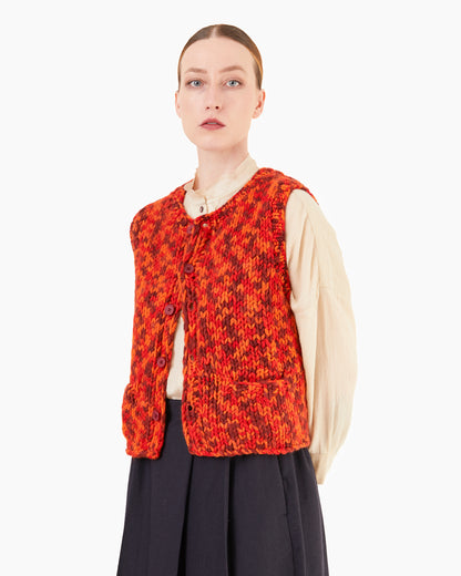 Runaway Bicycle Bobby Chunky Knitted Vest in Red