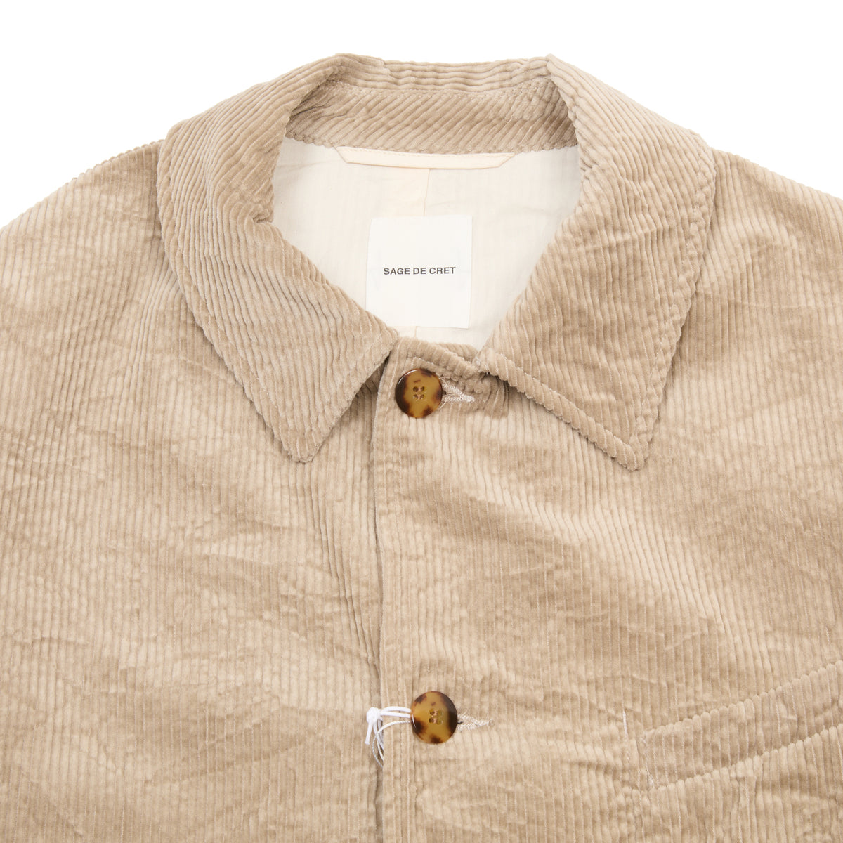 Sage de Cret Corduroy Crinkle Short Coverall Jacket in Beige