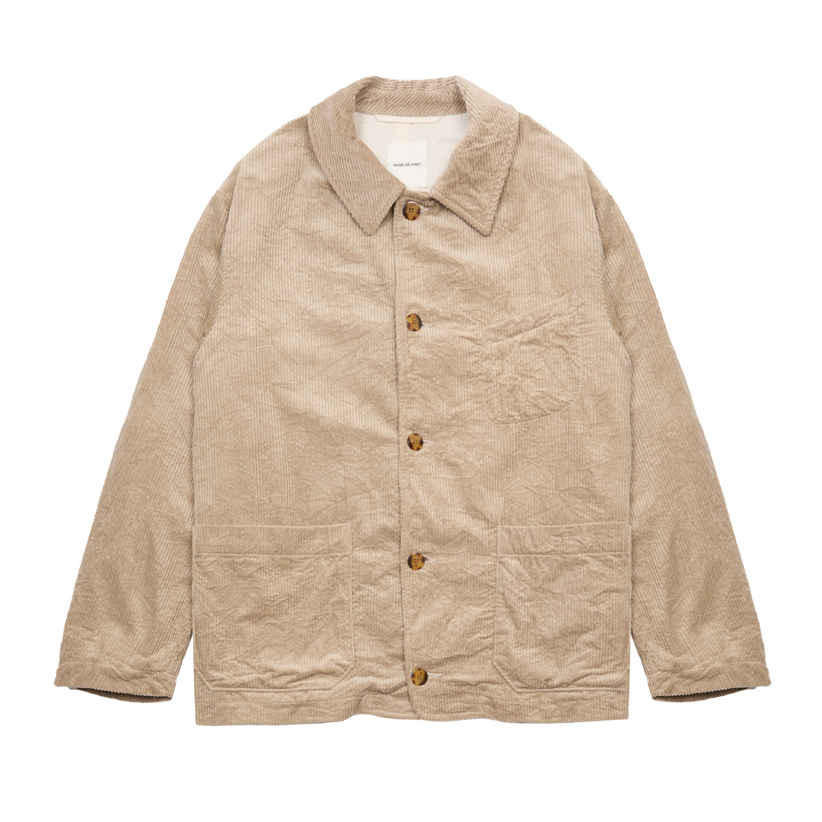 Sage de Cret Corduroy Crinkle Short Coverall Jacket in Beige