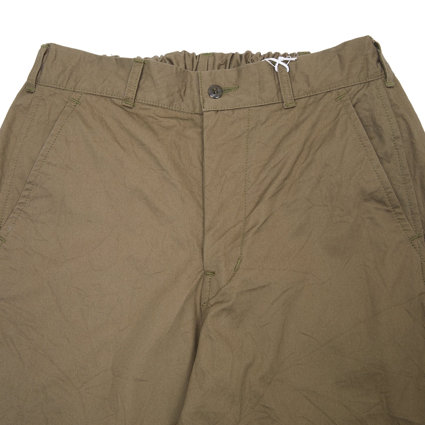 Sage De Cret Cotton Chino Cloth Crinkle Tapered Pants in Olive
