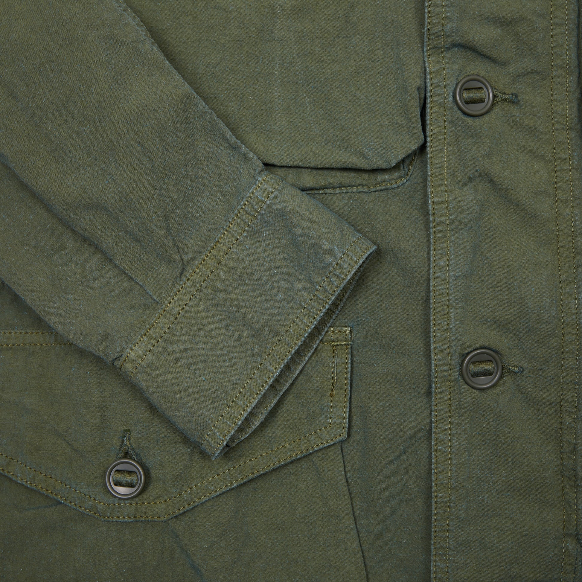 Sage de Cret High Density Cotton/Hemp M65 Field Jacket in Olive