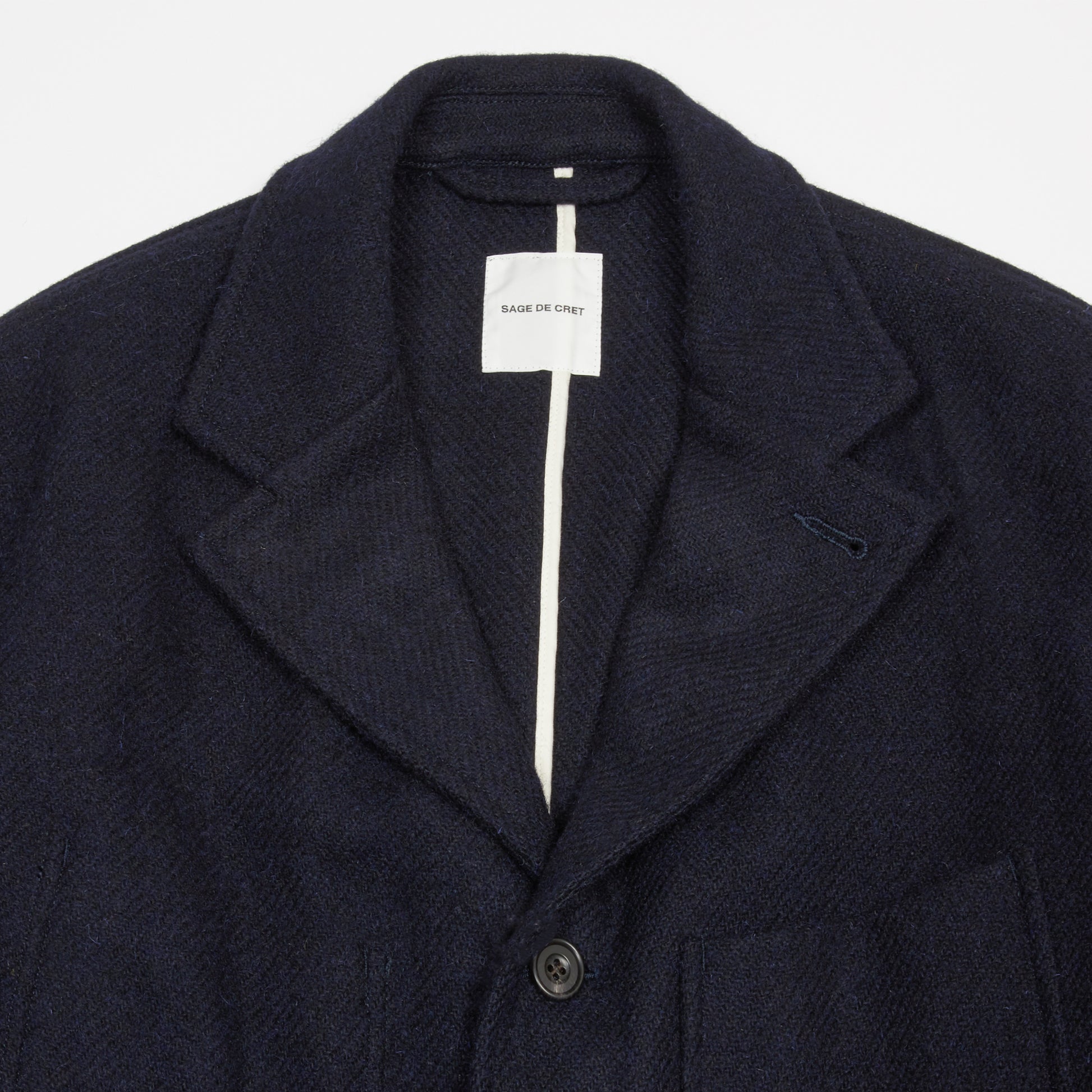 Sage de Cret Harris Tweed Tailored Jacket in Navy