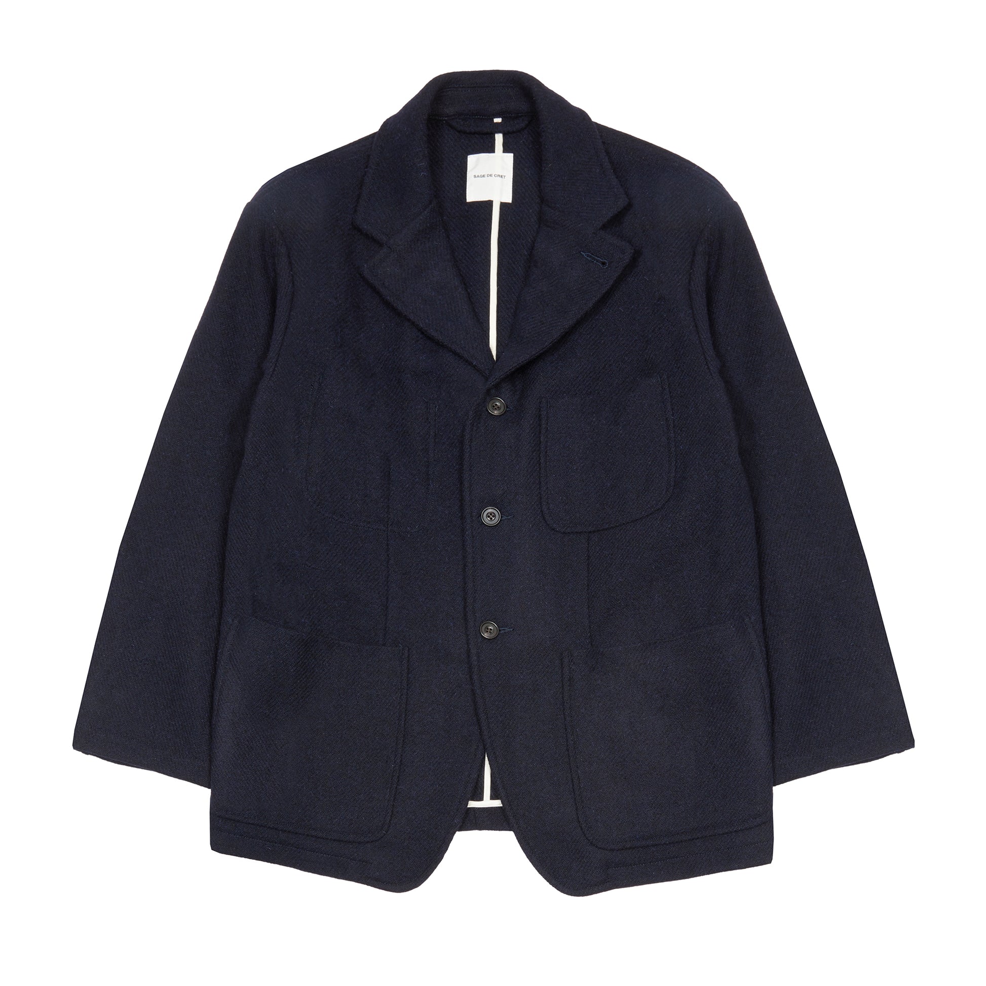 Sage de Cret Harris Tweed Tailored Jacket in Navy