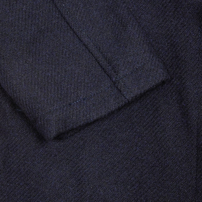 Sage de Cret Harris Tweed Ulster Collar Long Coat in Navy