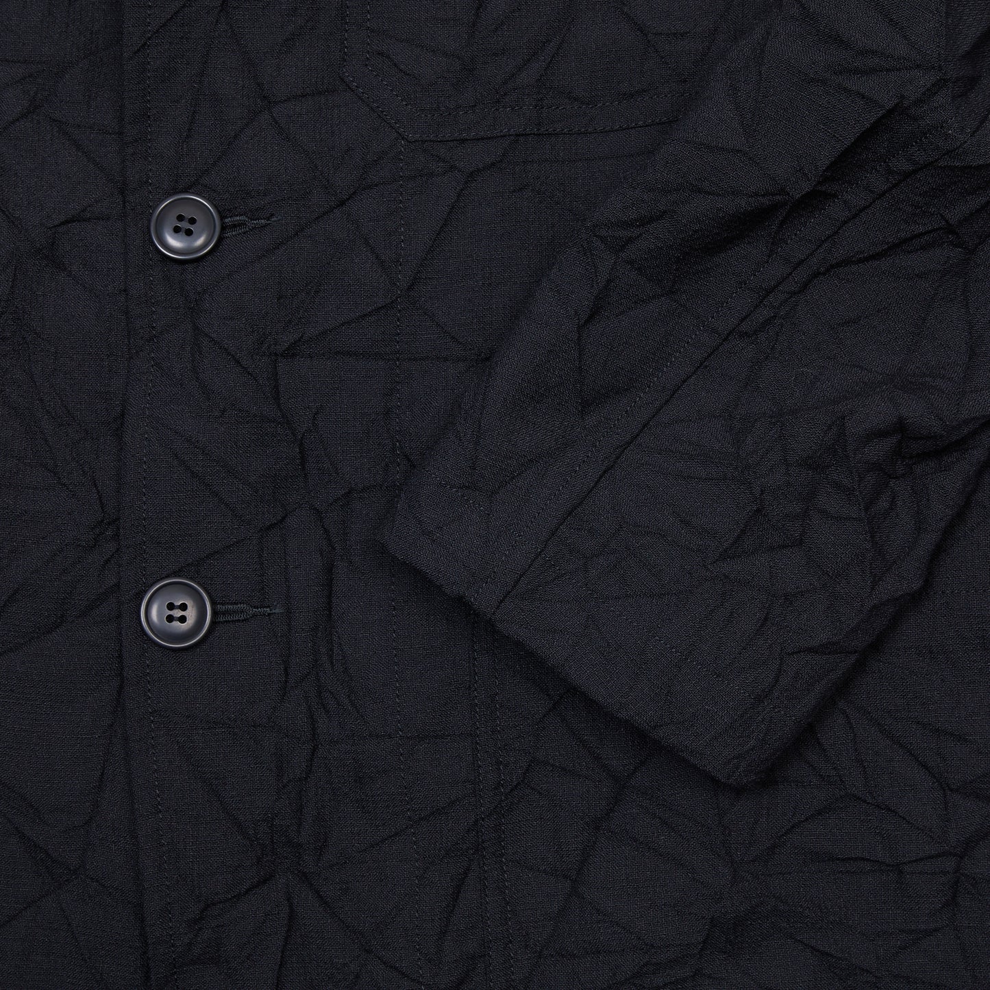 Sage de Cret Wool Linen Crinkle Coverall Jacket in Black