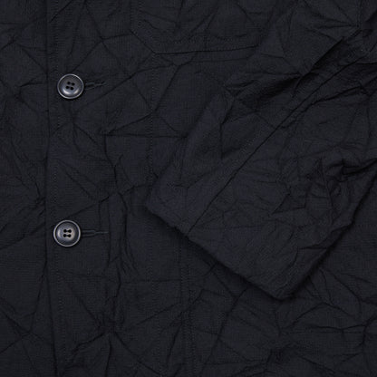 Sage de Cret Wool Linen Crinkle Coverall Jacket in Black