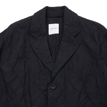 Sage de Cret Wool Linen Crinkle Coverall Jacket in Black