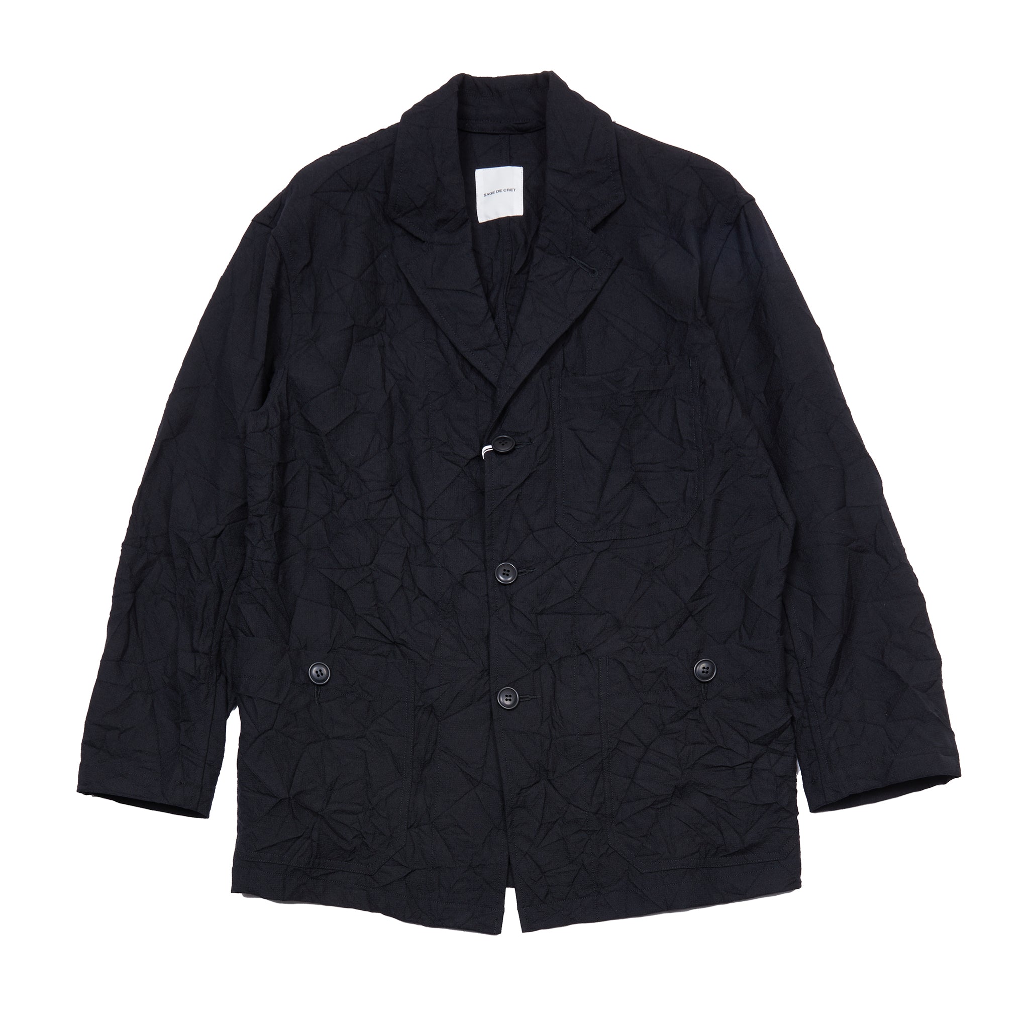 Sage de Cret Wool Linen Crinkle Coverall Jacket in Black – Dick's