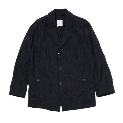 Sage de Cret Wool Linen Crinkle Coverall Jacket in Black