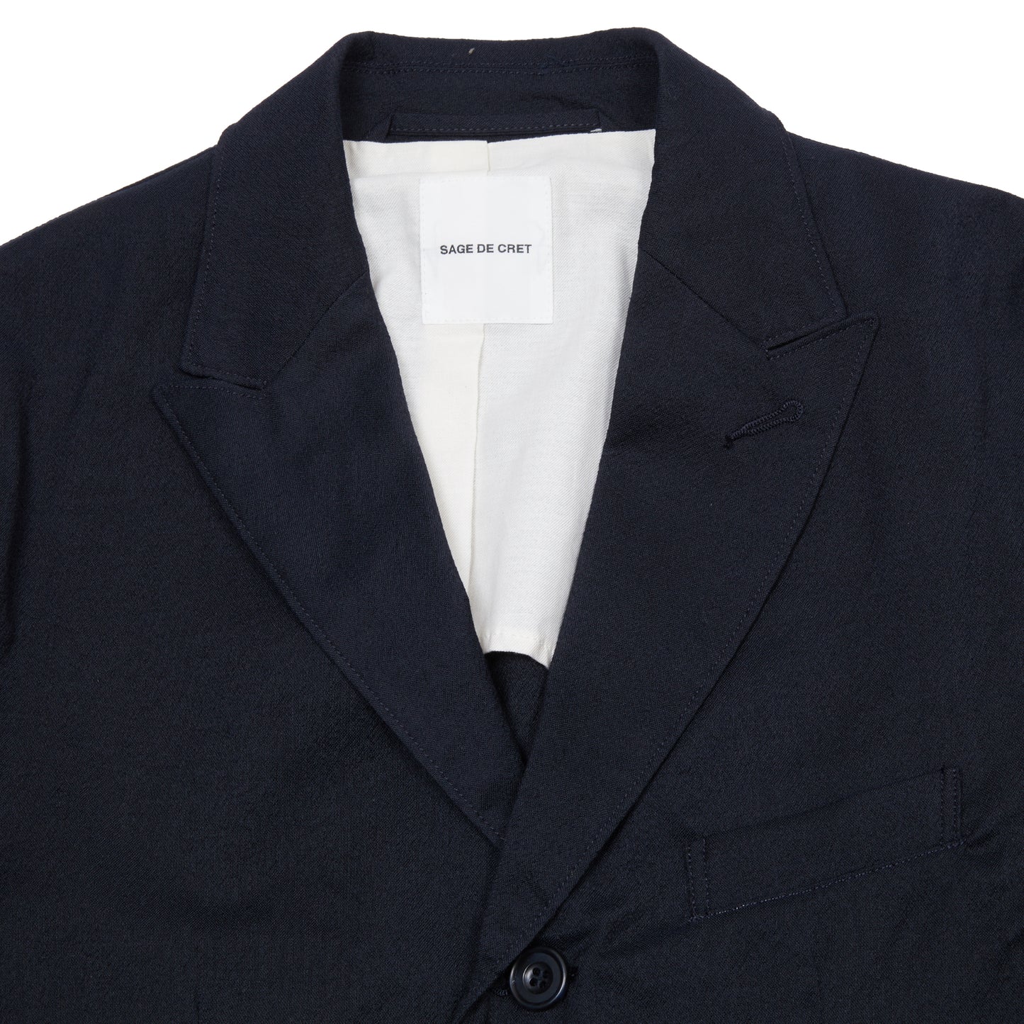Sage de Cret Wool Silk Tumbler Tailored Jacket in Navy