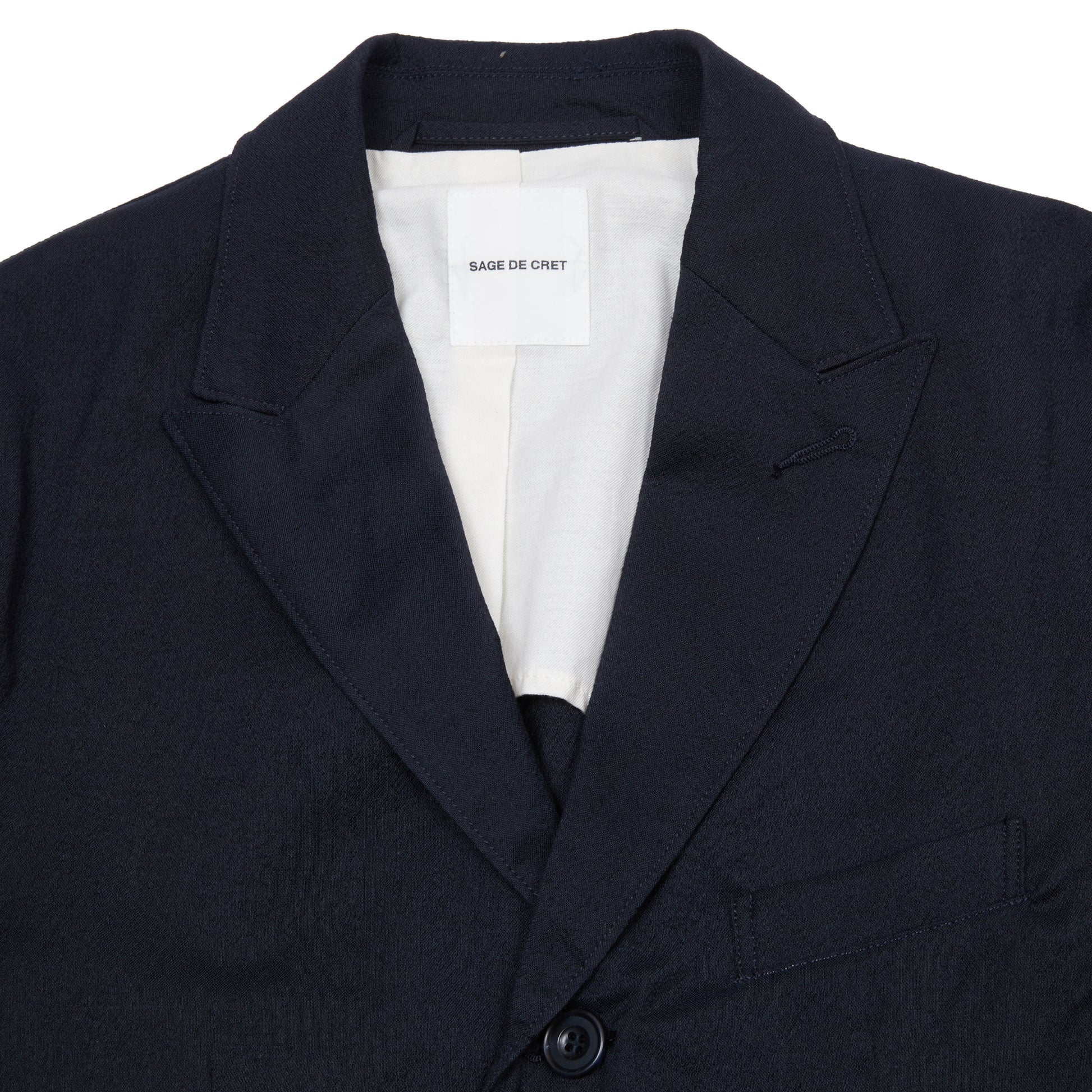 Sage de Cret Wool Silk Tumbler Tailored Jacket in Navy