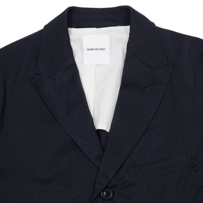 Sage de Cret Wool Silk Tumbler Tailored Jacket in Navy