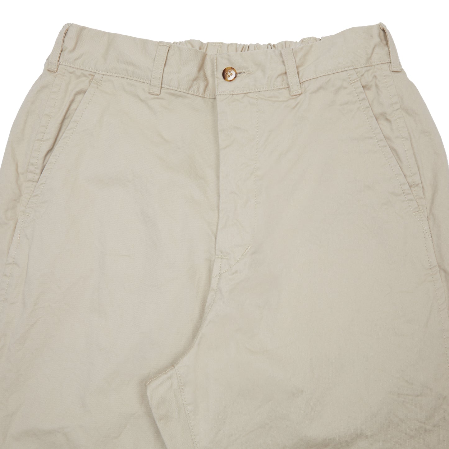 Sage De Cret Cotton Chino Cloth Crinkle Tapered Pants in Beige