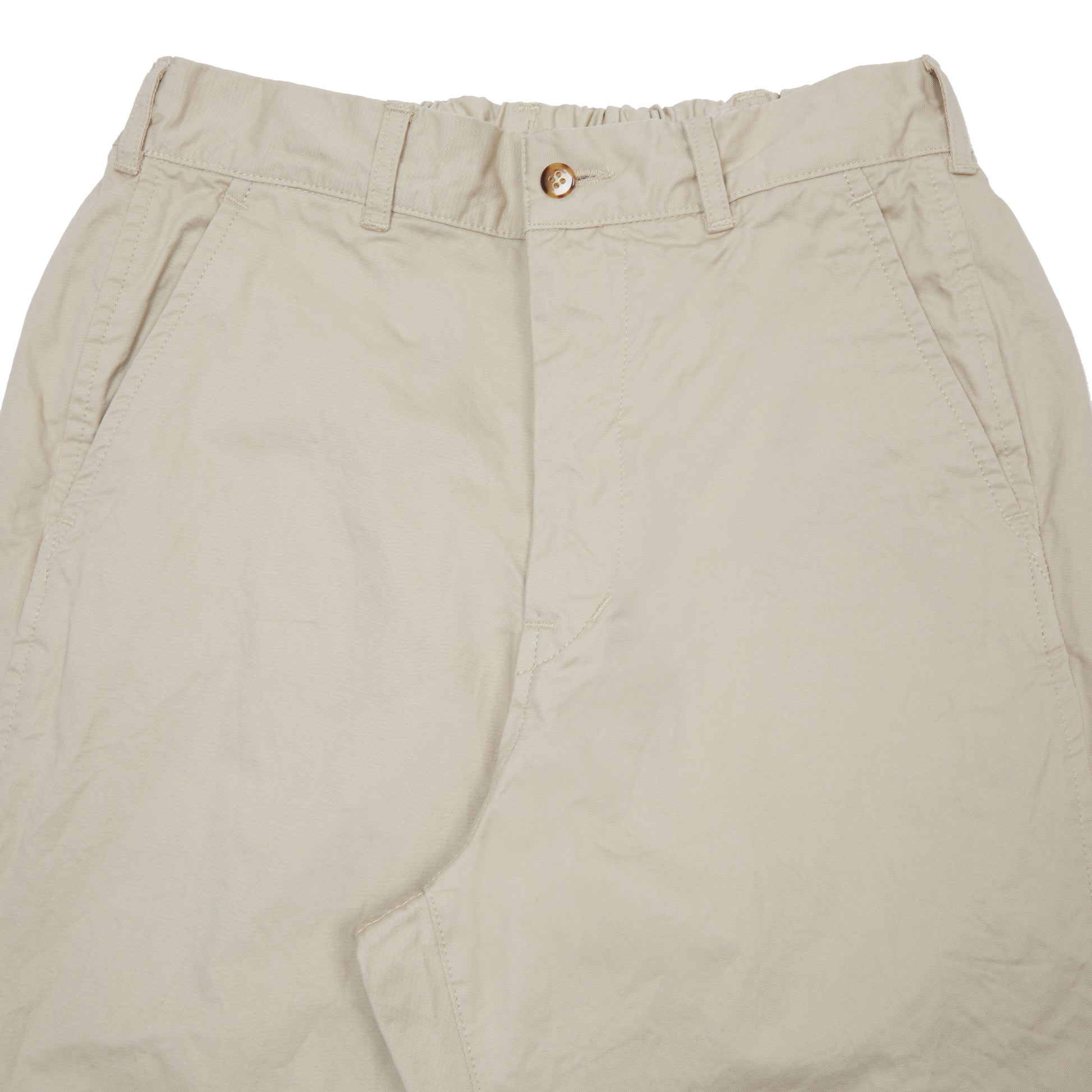 Sage De Cret Cotton Chino Cloth Crinkle Tapered Pants in Beige