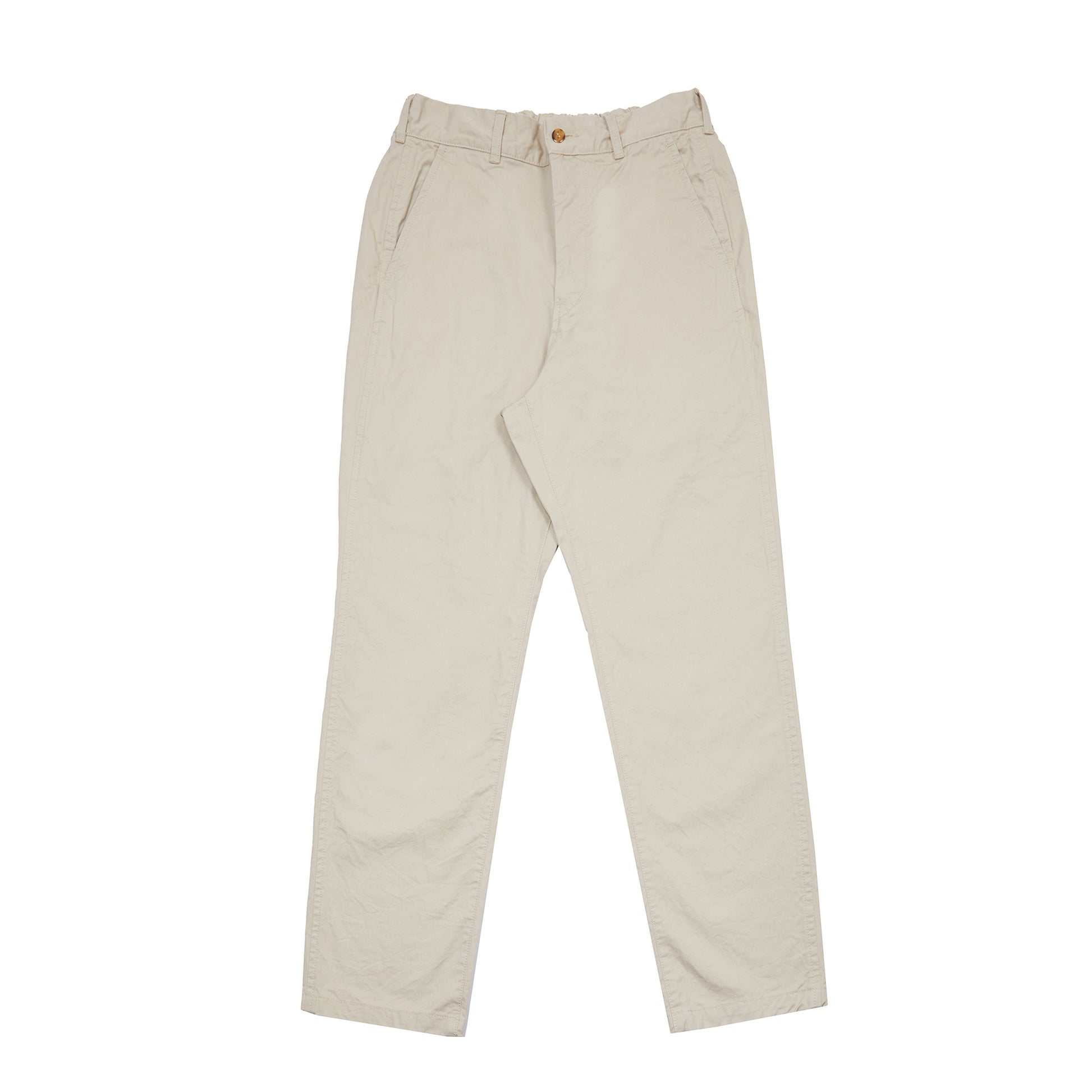Sage De Cret Cotton Chino Cloth Crinkle Tapered Pants in Beige