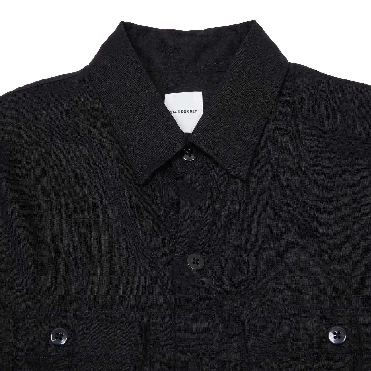 Sage de Cret Linen Cotton Washed Lawn Cloth Work Shirt Jacket in Black