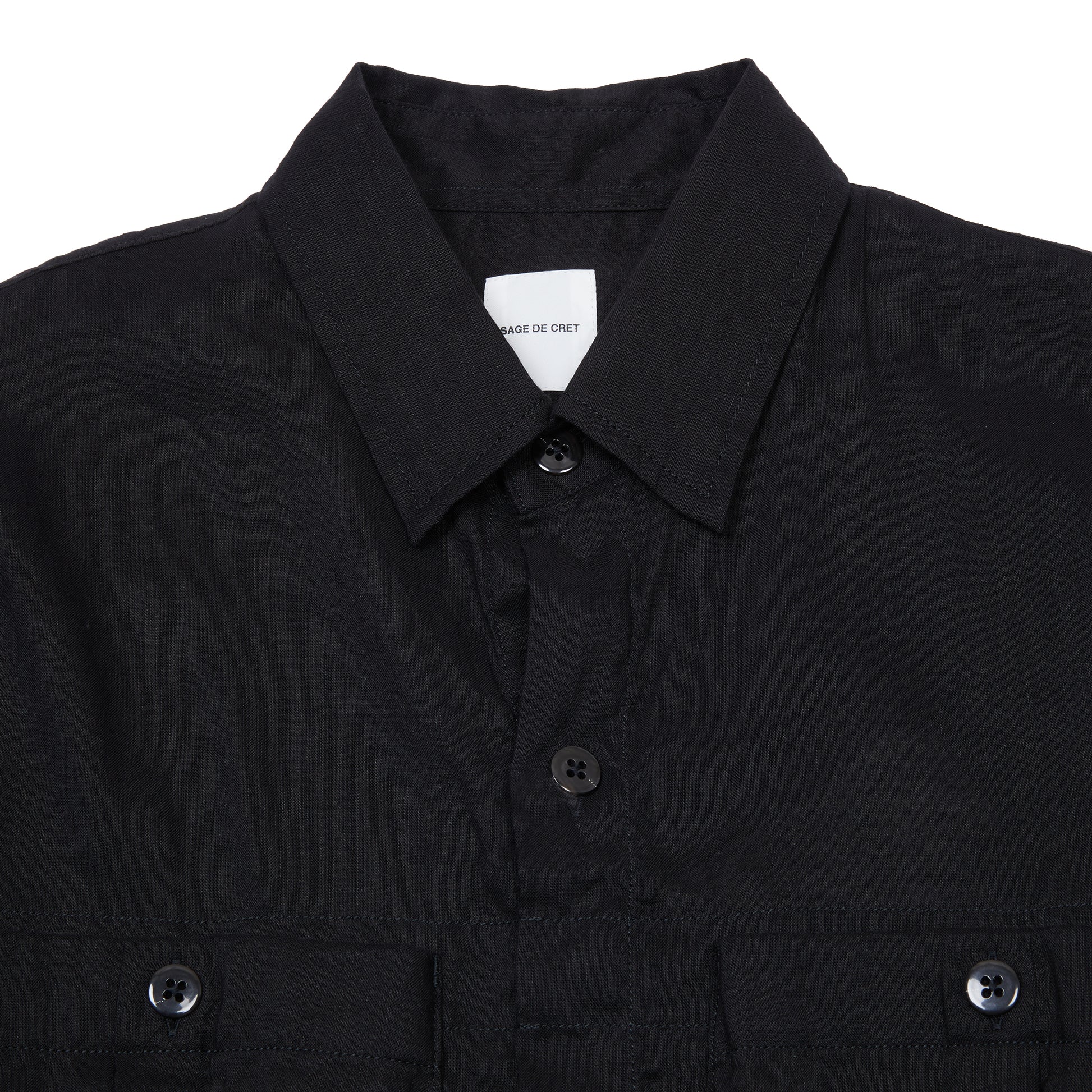 Sage de Cret Linen Cotton Washed Lawn Cloth Work Shirt Jacket in Black