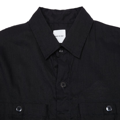 Sage de Cret Linen Cotton Washed Lawn Cloth Work Shirt Jacket in Black