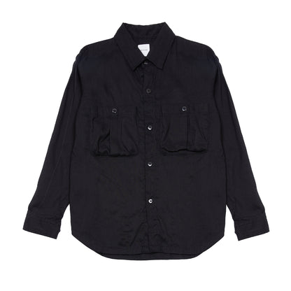 Sage de Cret Linen Cotton Washed Lawn Cloth Work Shirt Jacket in Black