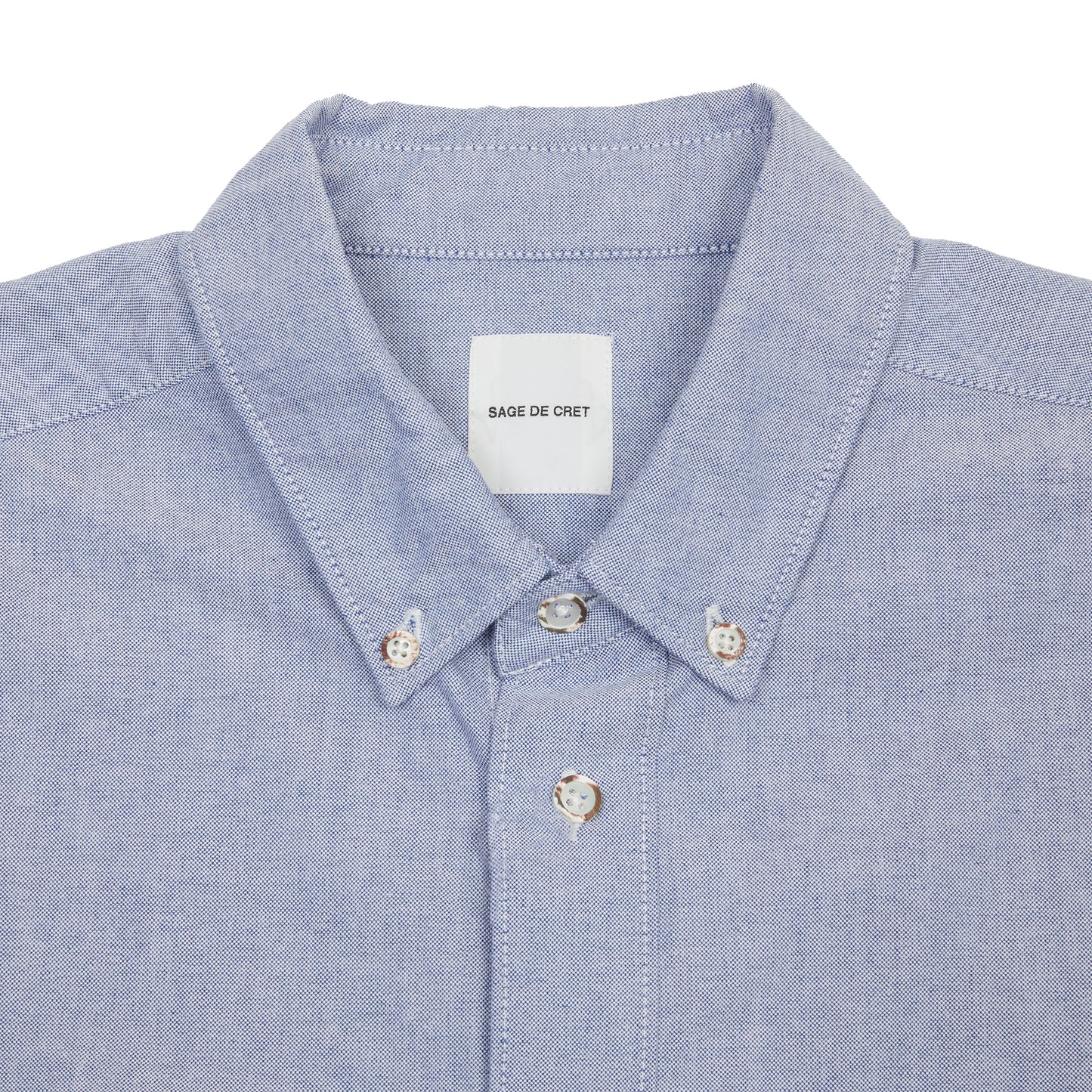 Sage De Cret Heavy Oxford Short Point Collar Shirt in Navy