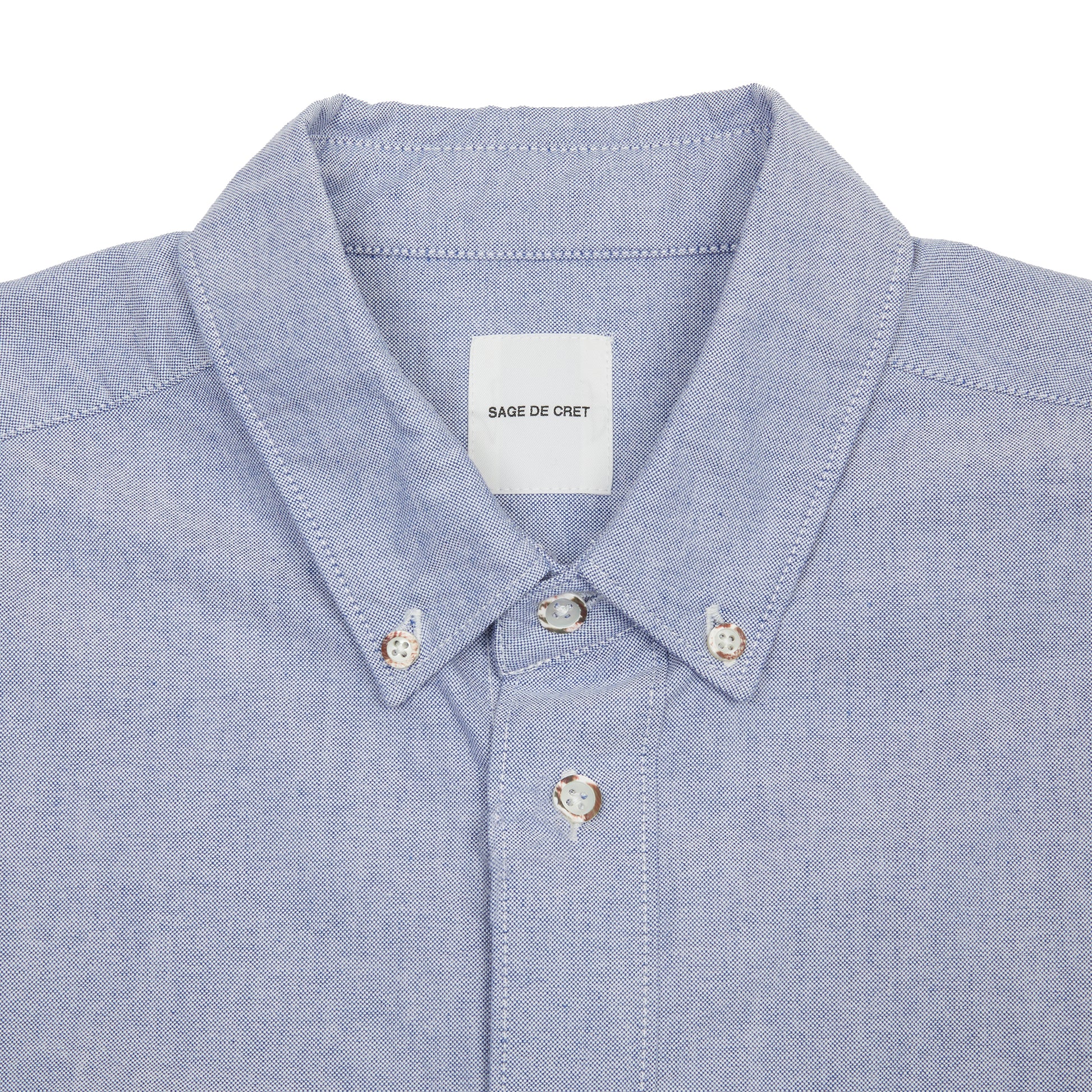 Sage De Cret Heavy Oxford Short Point Collar Shirt in Navy