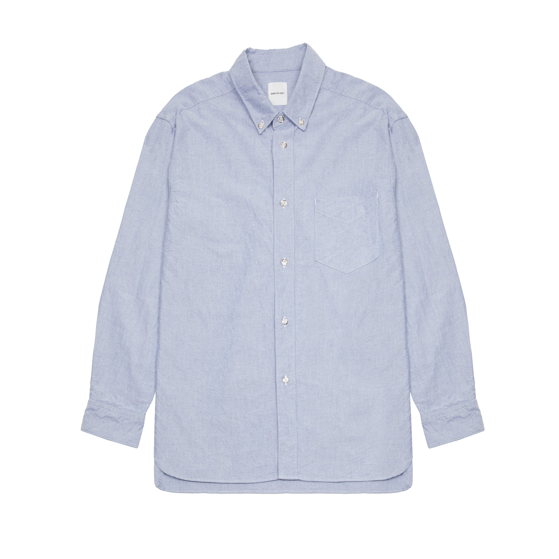 Sage De Cret Heavy Oxford Short Point Collar Shirt in Navy