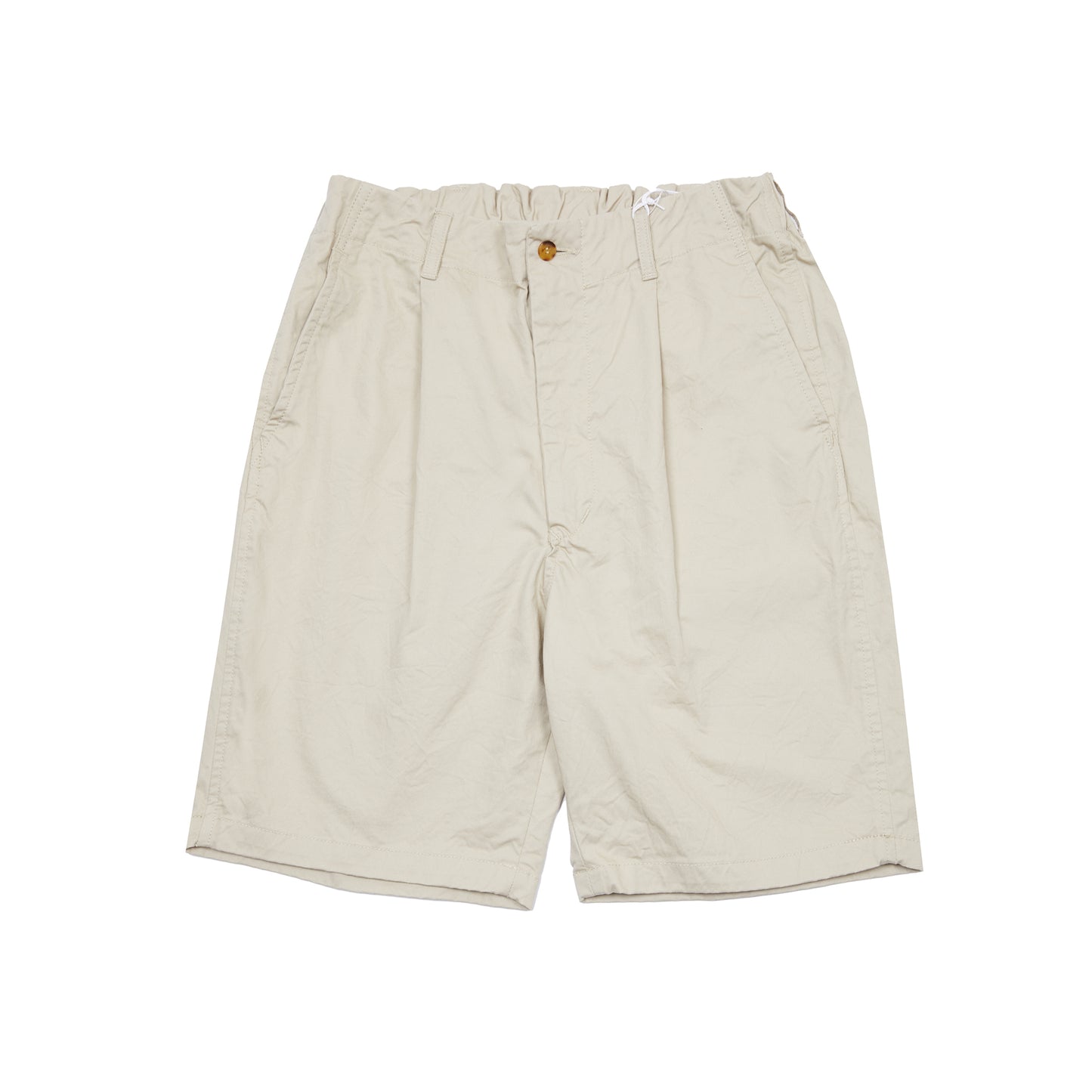 Sage De Cret Cotton Chino Cloth Crinkle Pleated Shorts in Beige