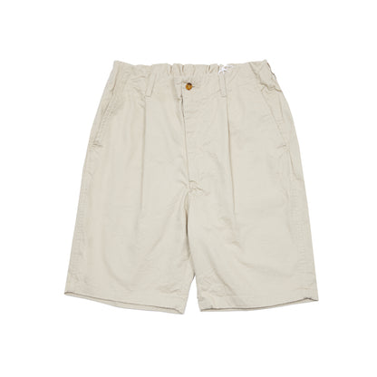 Sage De Cret Cotton Chino Cloth Crinkle Pleated Shorts in Beige