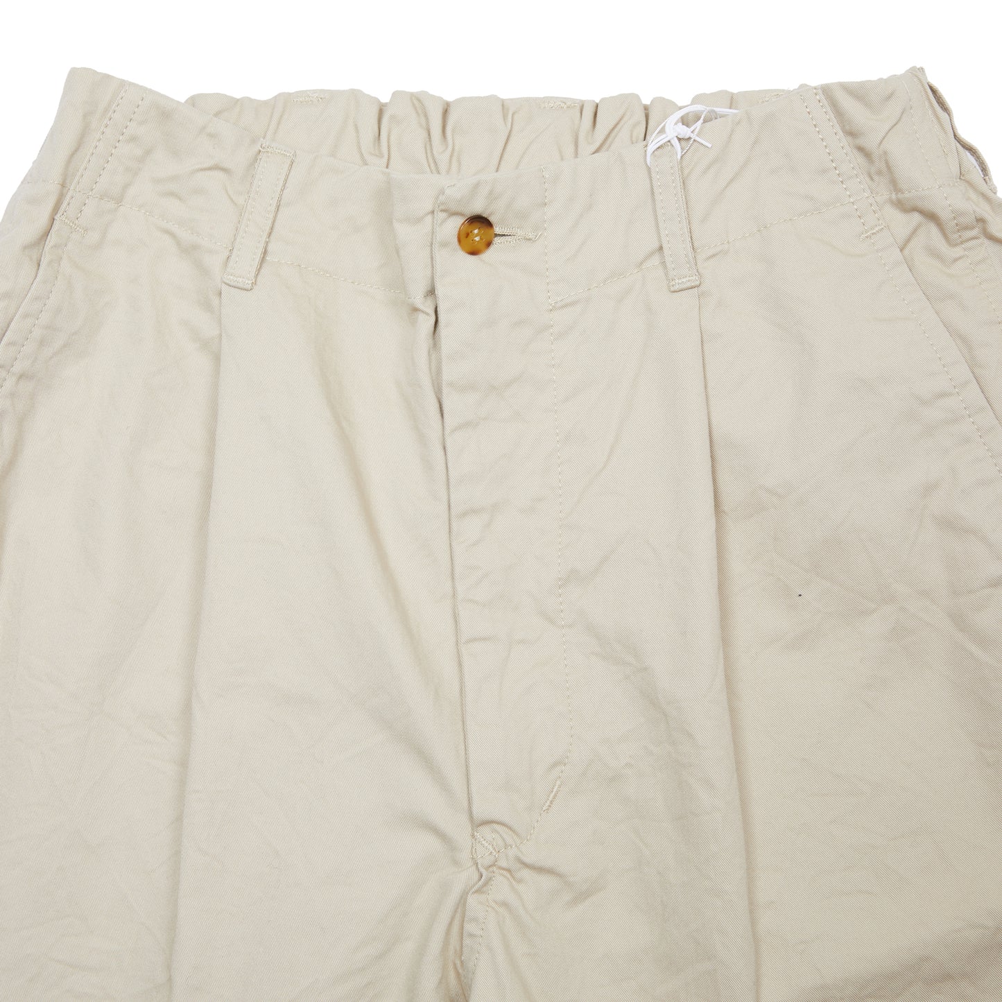 Sage De Cret Cotton Chino Cloth Crinkle Pleated Shorts in Beige