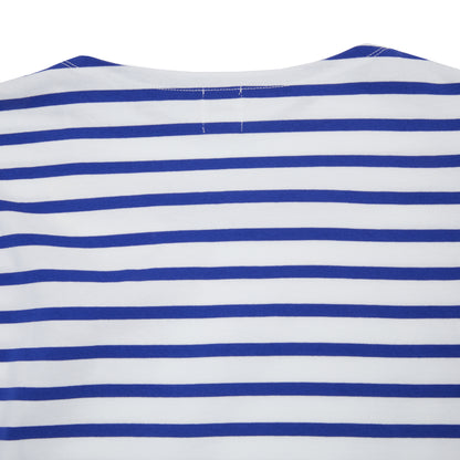 Sage De Cret Max Weight Cotton Stripe Short Sleeve Boatneck T-Shirt in Off White / Blue