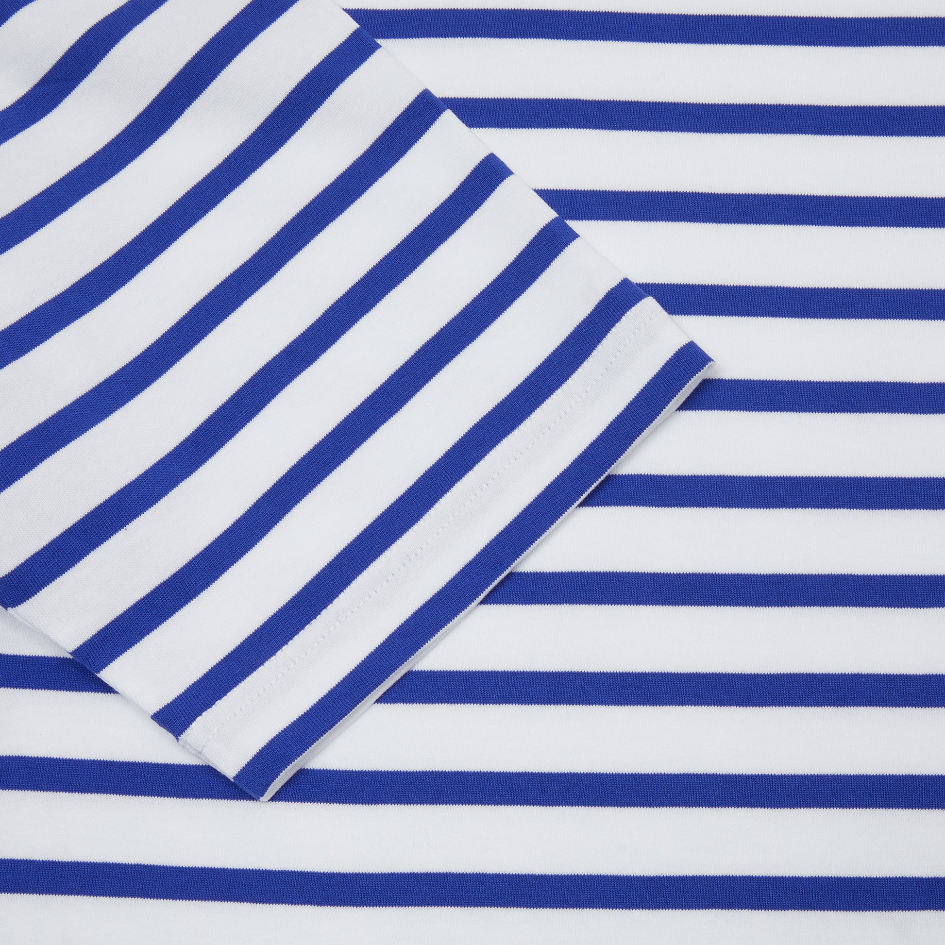 Sage De Cret Max Weight Cotton Stripe Short Sleeve Boatneck T-Shirt in Off White / Blue