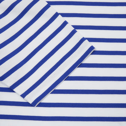 Sage De Cret Max Weight Cotton Stripe Short Sleeve Boatneck T-Shirt in Off White / Blue