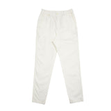 Sage De Cret Cotton/Hemp Tapered Pants in Off-White. Feature elasticated waist with self fabric belt loops, zip front with single button closure, two front angled hip pockets and two back welt pockets with tuckable pocket flaps. Comfortable fit with tapered leg in cotton and hemp blend weather cloth.  76% cotton / 24% hemp.  Made in Japan.