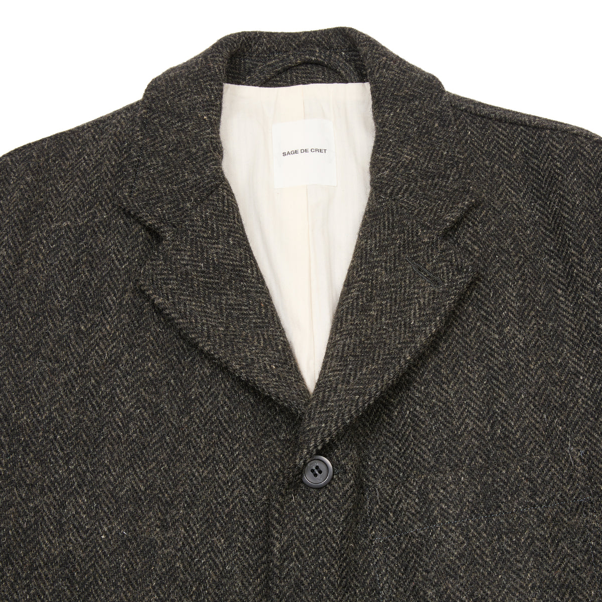 Sage de Cret Harris Tweed Coverall Jacket in Grey Herringbone