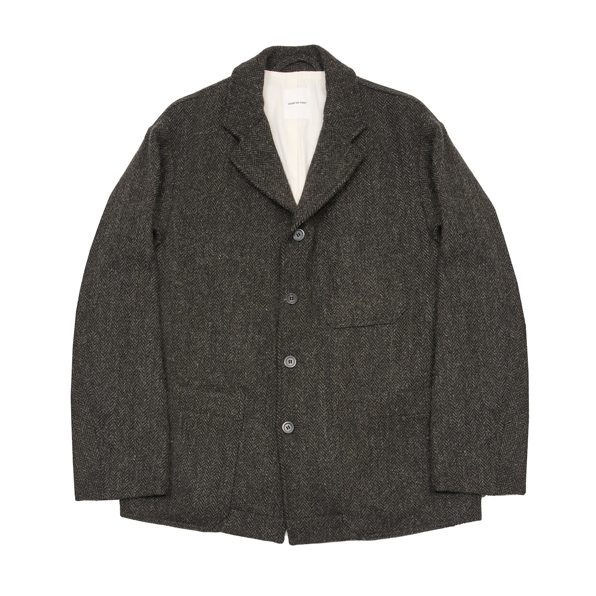 Sage de Cret Harris Tweed Coverall Jacket in Grey Herringbone