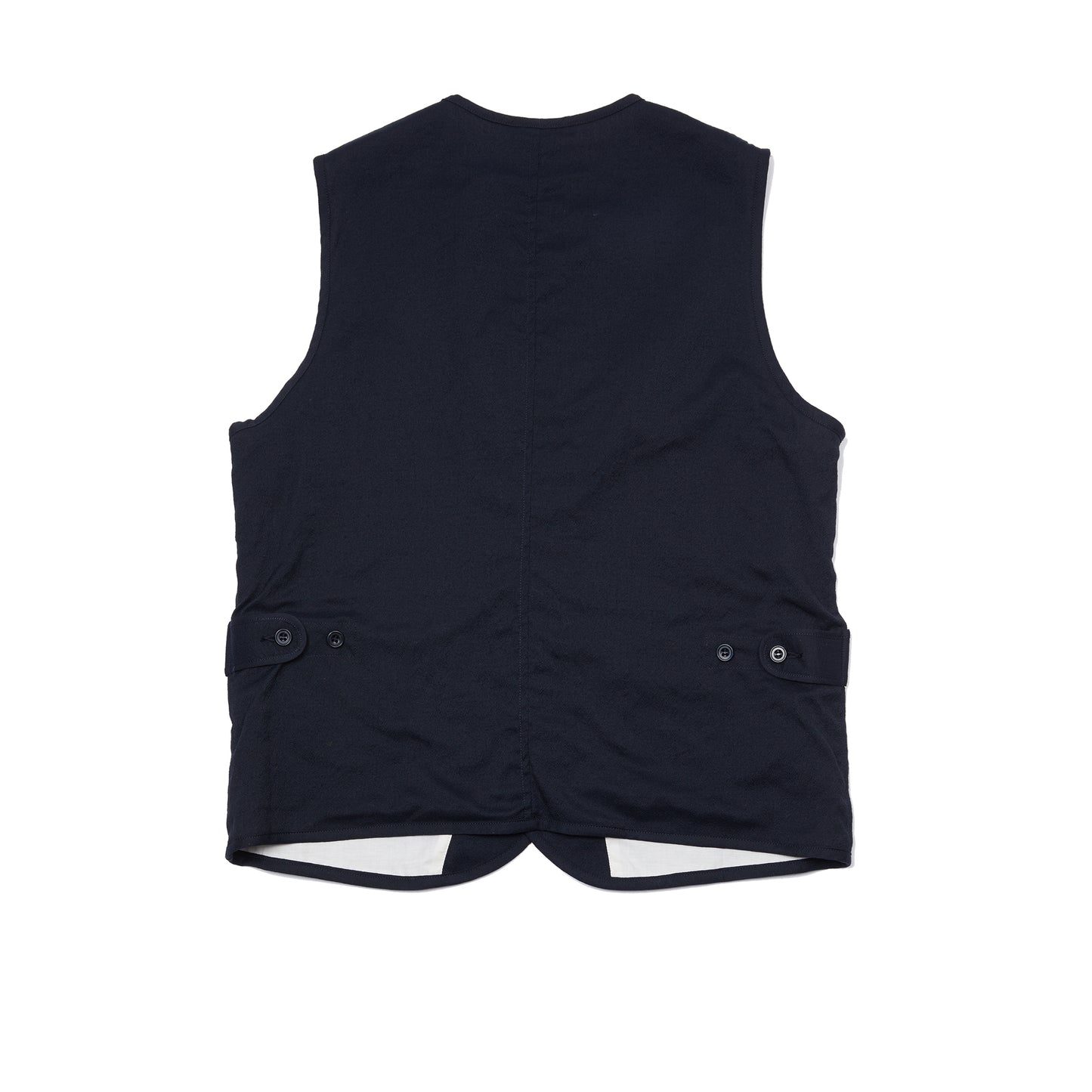 Sage de Cret Wool Silk Tumbler Washed Piping Vest in Navy
