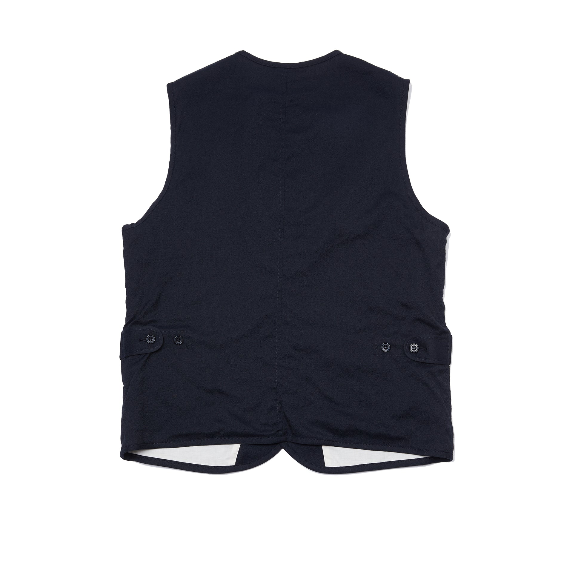 Sage de Cret Wool Silk Tumbler Washed Piping Vest in Navy