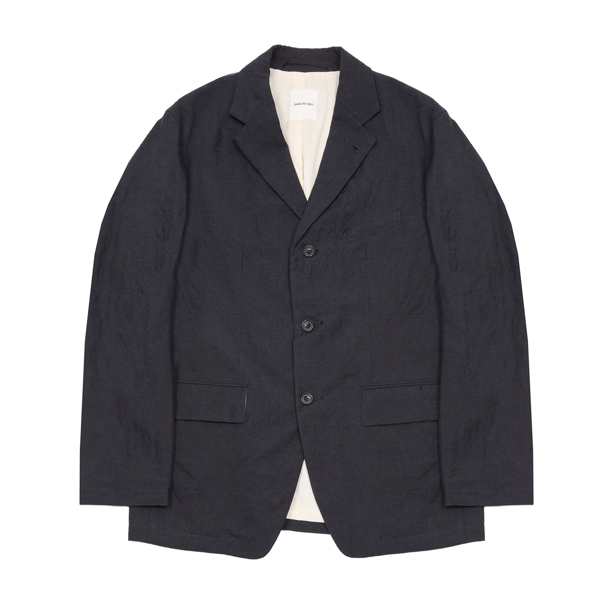 Sage de Cret Wool Linen Tumbler Tailored Jacket in Navy