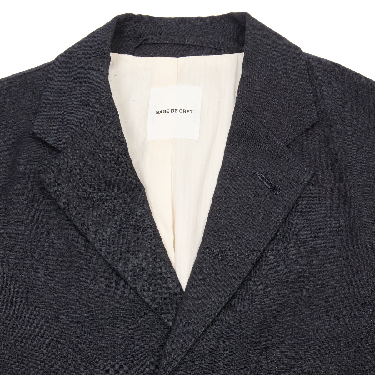 Sage de Cret Wool Linen Tumbler Tailored Jacket in Navy